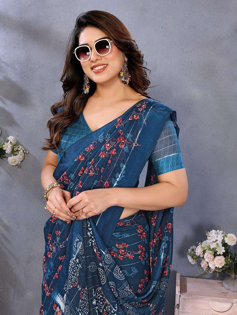 women printed casual wear saree with blouse - 22068105 -  Standard Image - 1