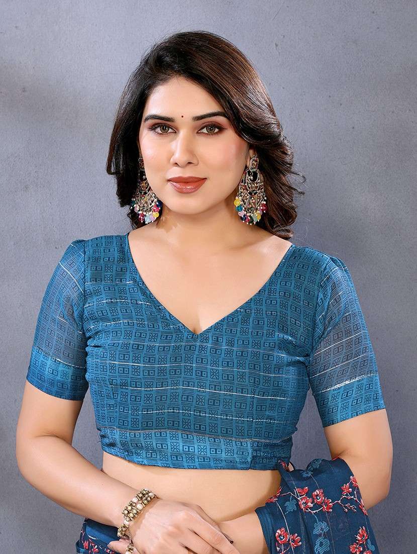 women printed casual wear saree with blouse - 22068105 -  Standard Image - 4