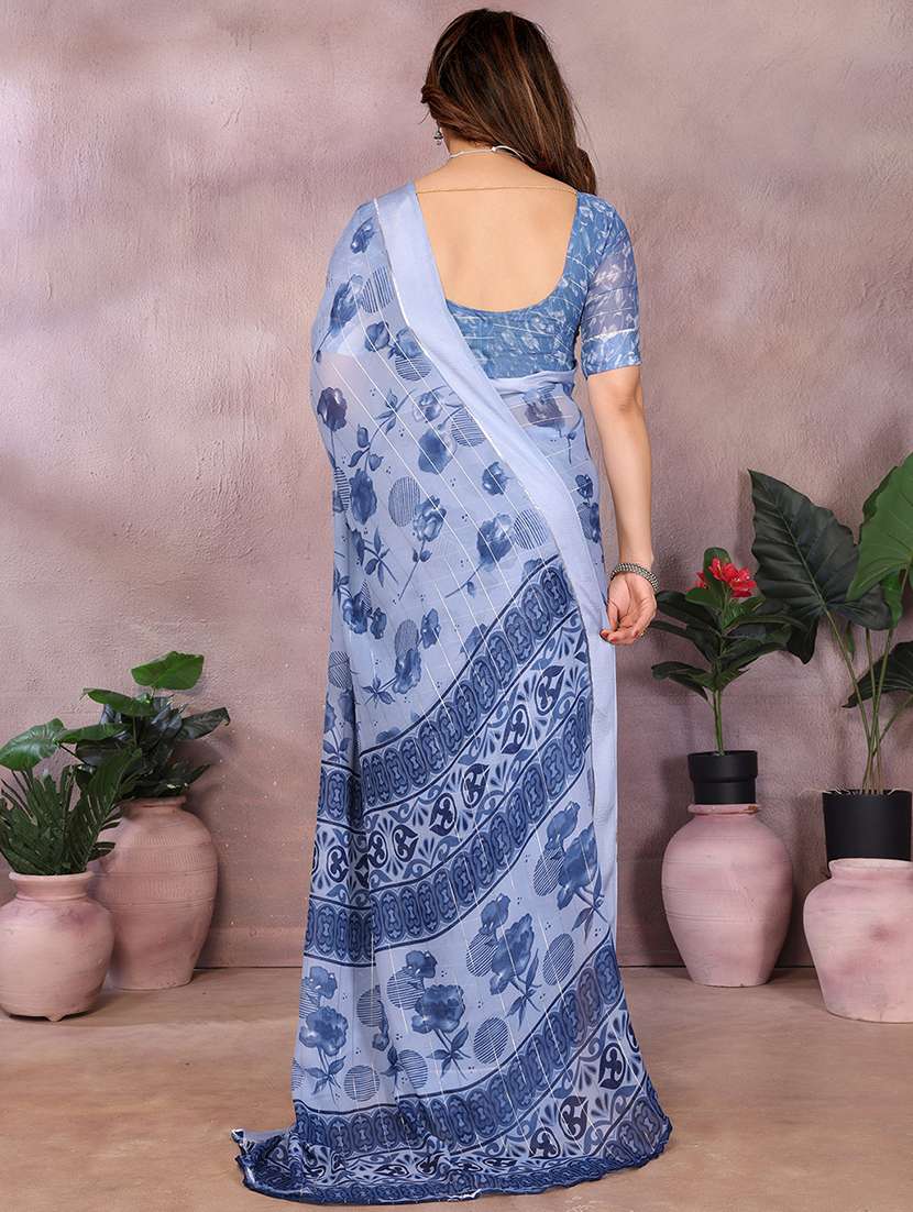 women printed casual wear saree with blouse - 22068106 -  Standard Image - 4