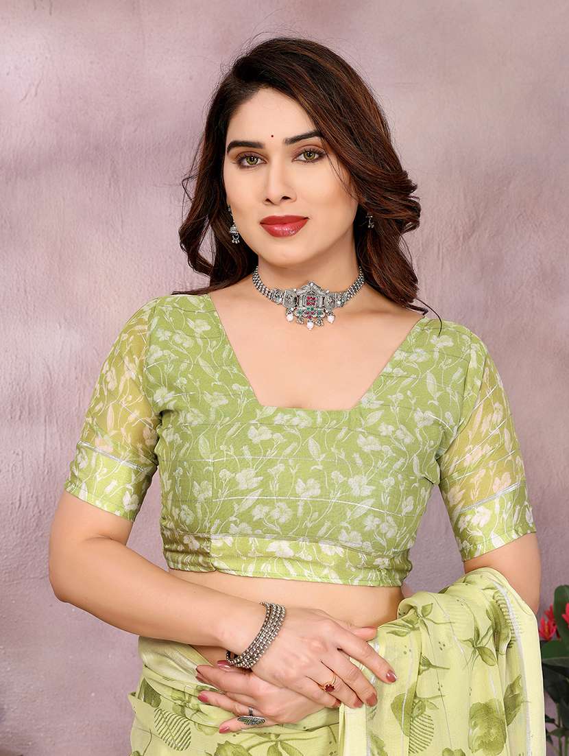 women printed casual wear saree with blouse - 22068107 -  Standard Image - 4