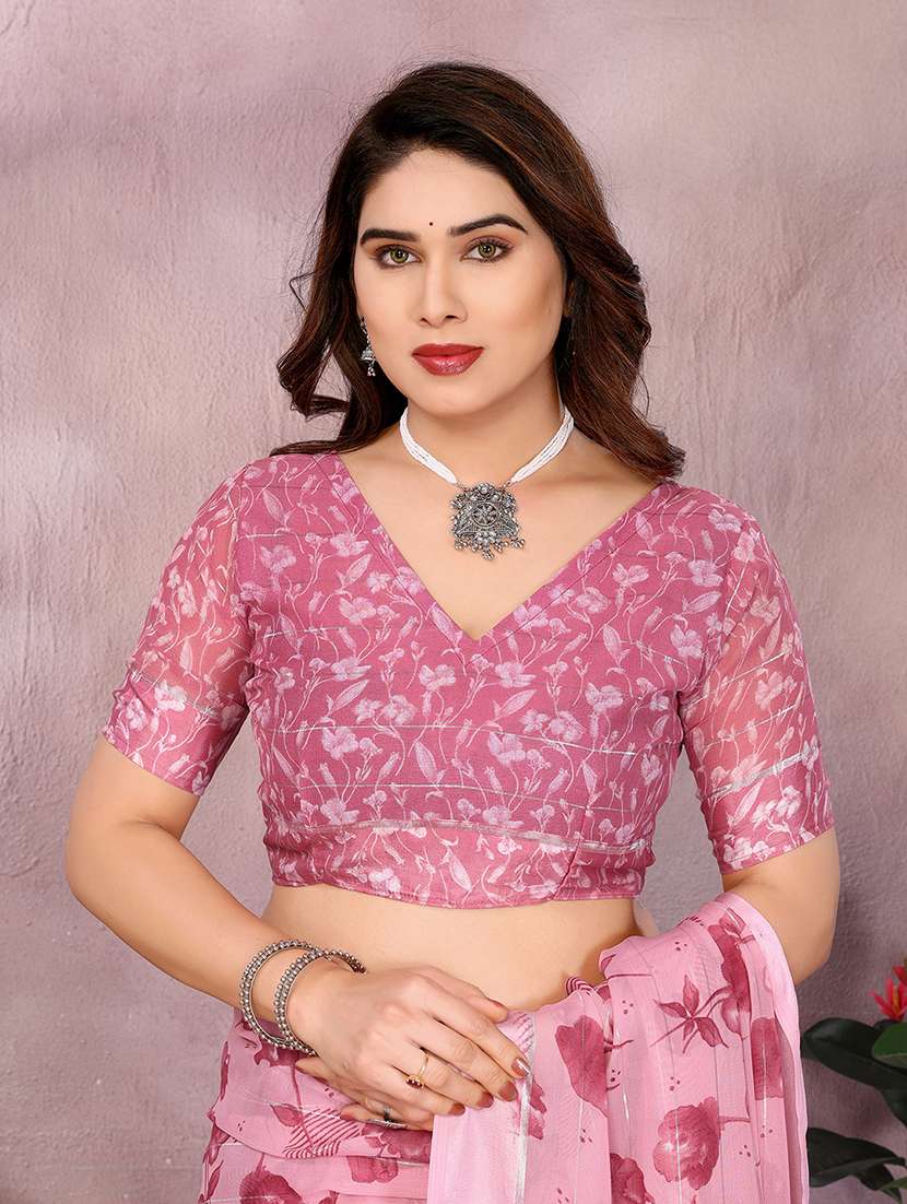 women printed casual wear saree with blouse - 22068108 -  Standard Image - 4