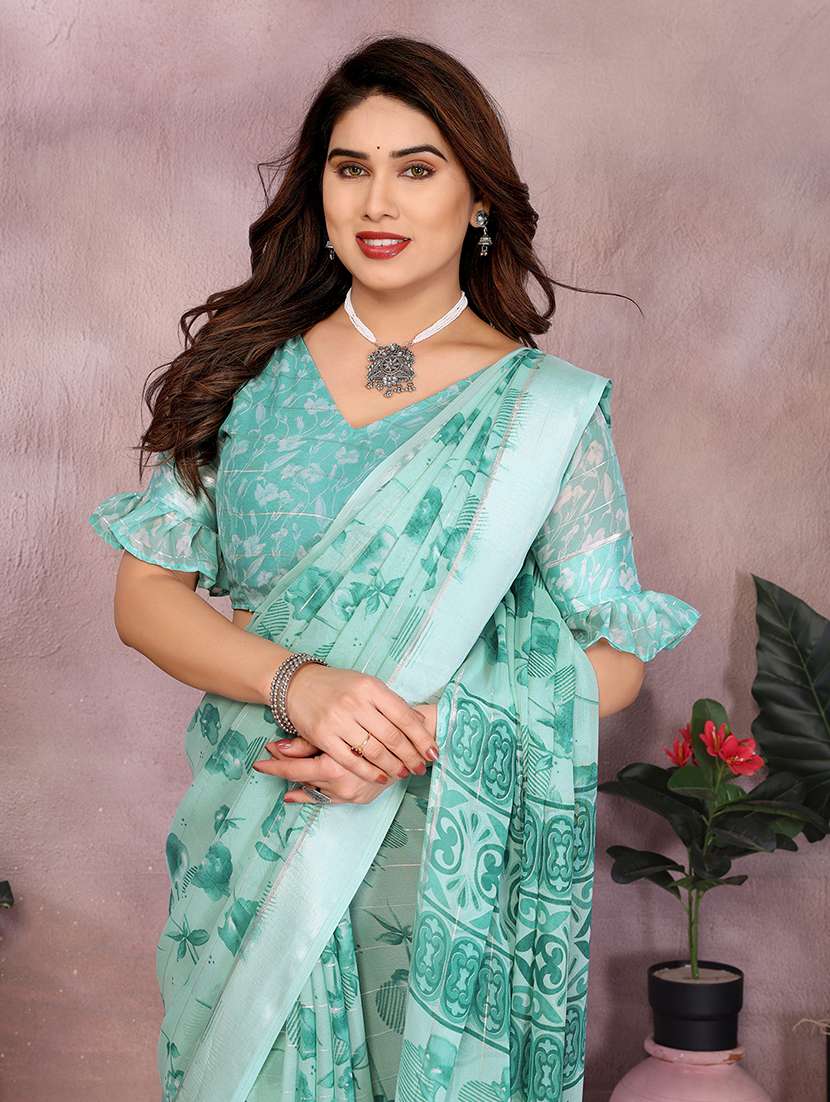 women printed casual wear saree with blouse - 22068109 -  Standard Image - 1