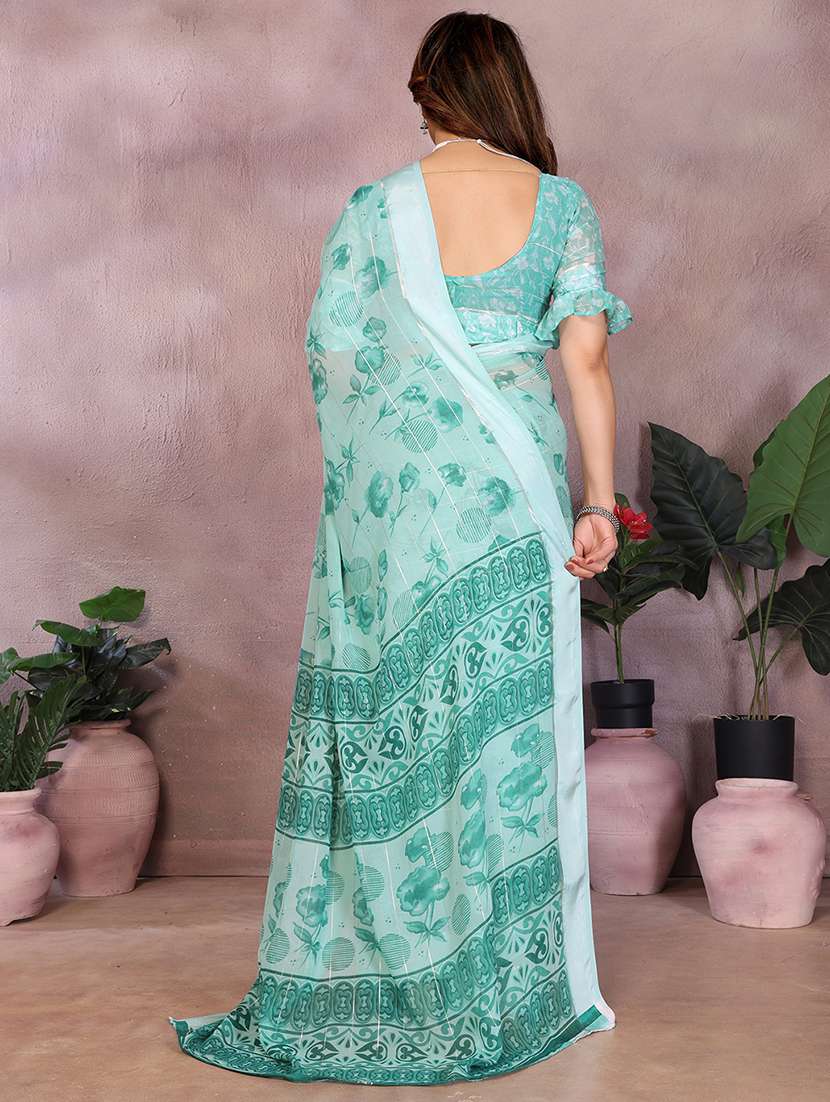 women printed casual wear saree with blouse - 22068109 -  Standard Image - 4