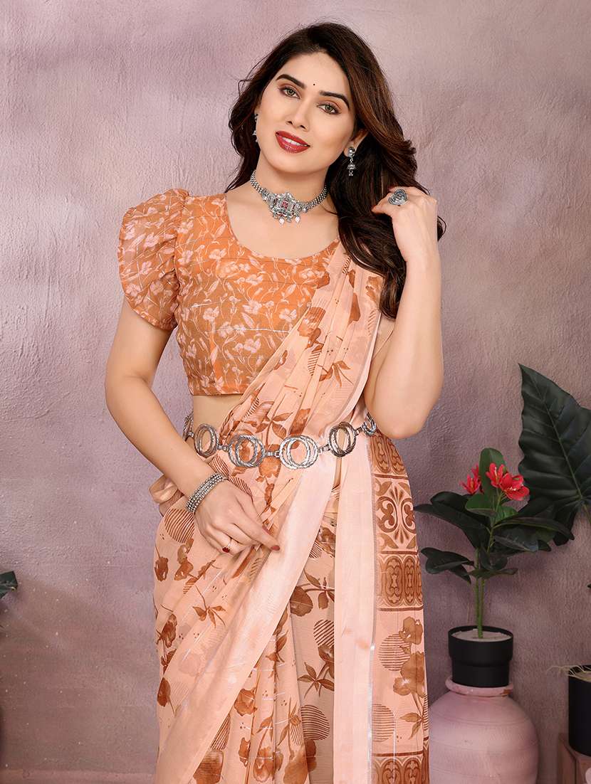 women printed casual wear saree with blouse - 22068110 -  Standard Image - 1