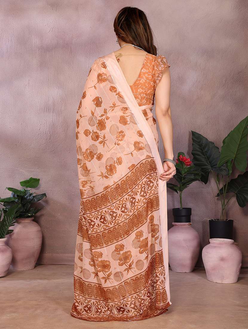 women printed casual wear saree with blouse - 22068110 -  Standard Image - 4