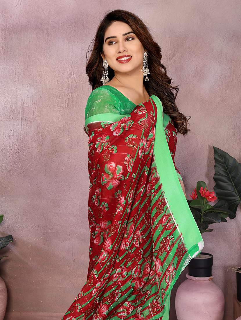 women printed casual wear saree with blouse - 22068113 -  Standard Image - 4