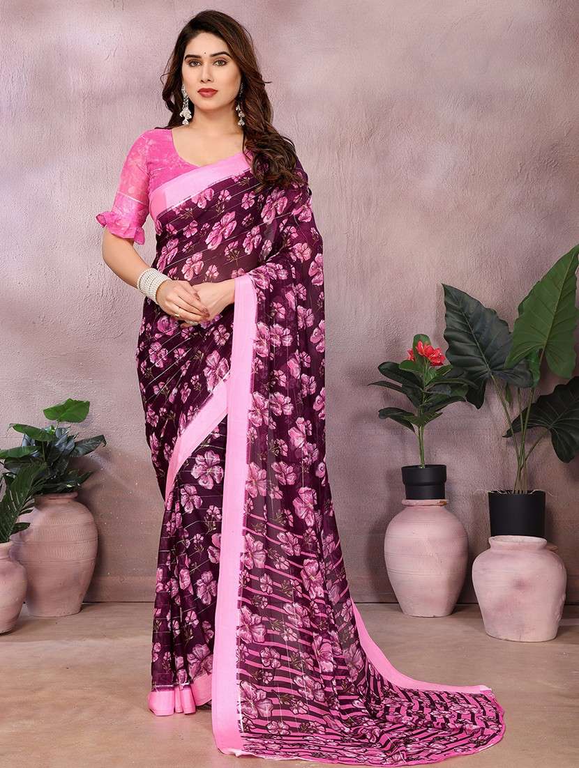 women printed casual wear saree with blouse - 22068114 -  Standard Image - 1