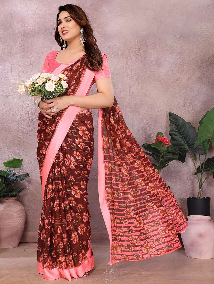 women printed casual wear saree with blouse - 22068116 -  Standard Image - 1