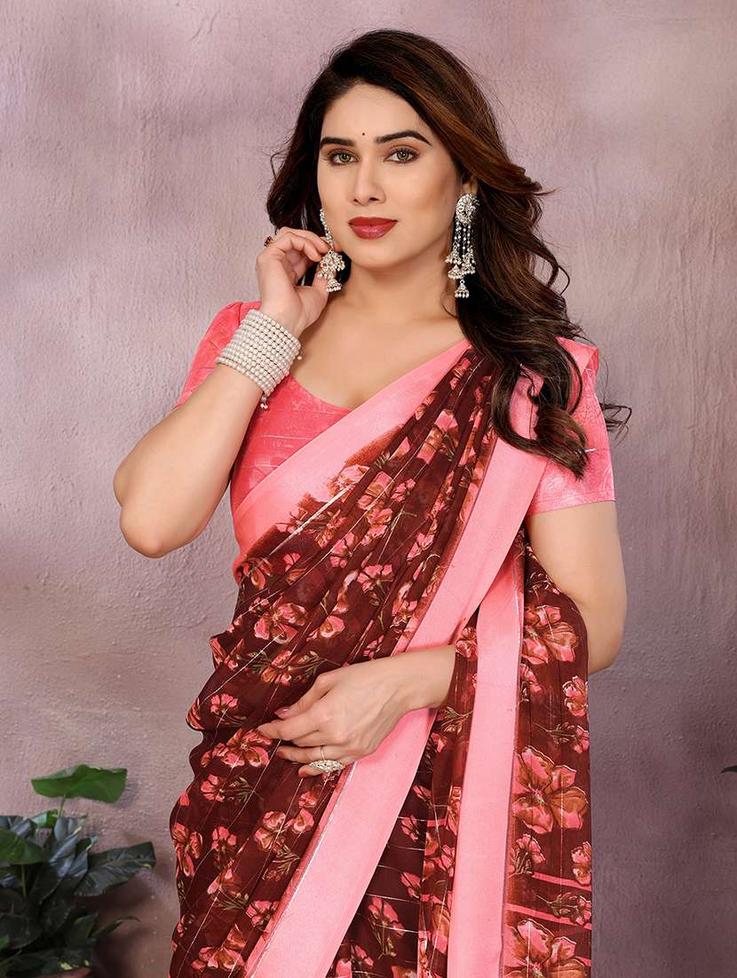 women printed casual wear saree with blouse - 22068116 -  Standard Image - 4
