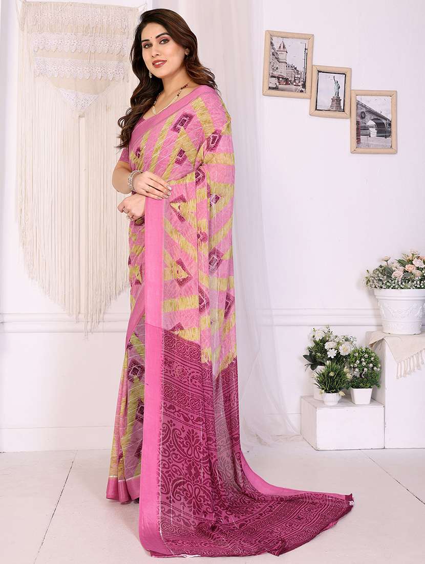 women printed casual wear saree with blouse - 22068122 -  Standard Image - 1