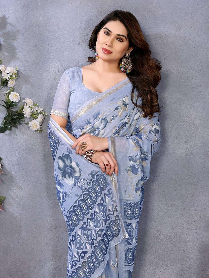 women printed casual wear saree with blouse - 22068124 -  Standard Image - 1