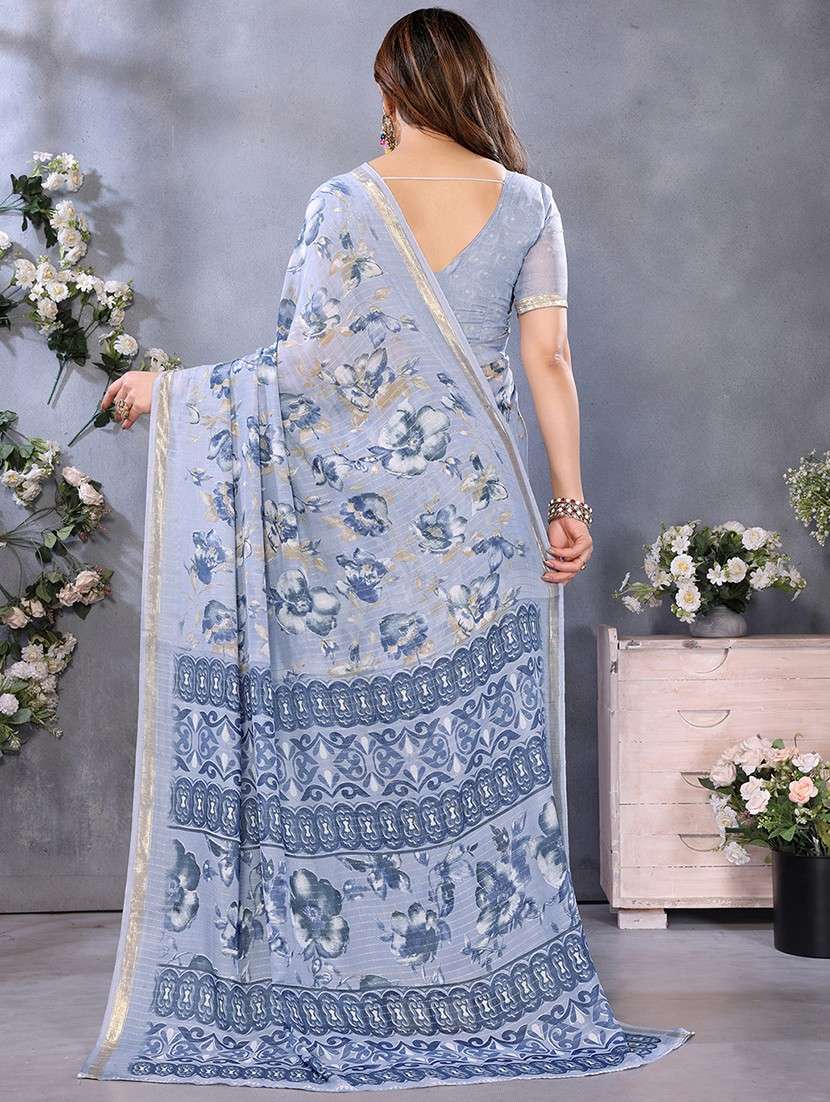 women printed casual wear saree with blouse - 22068124 -  Standard Image - 4