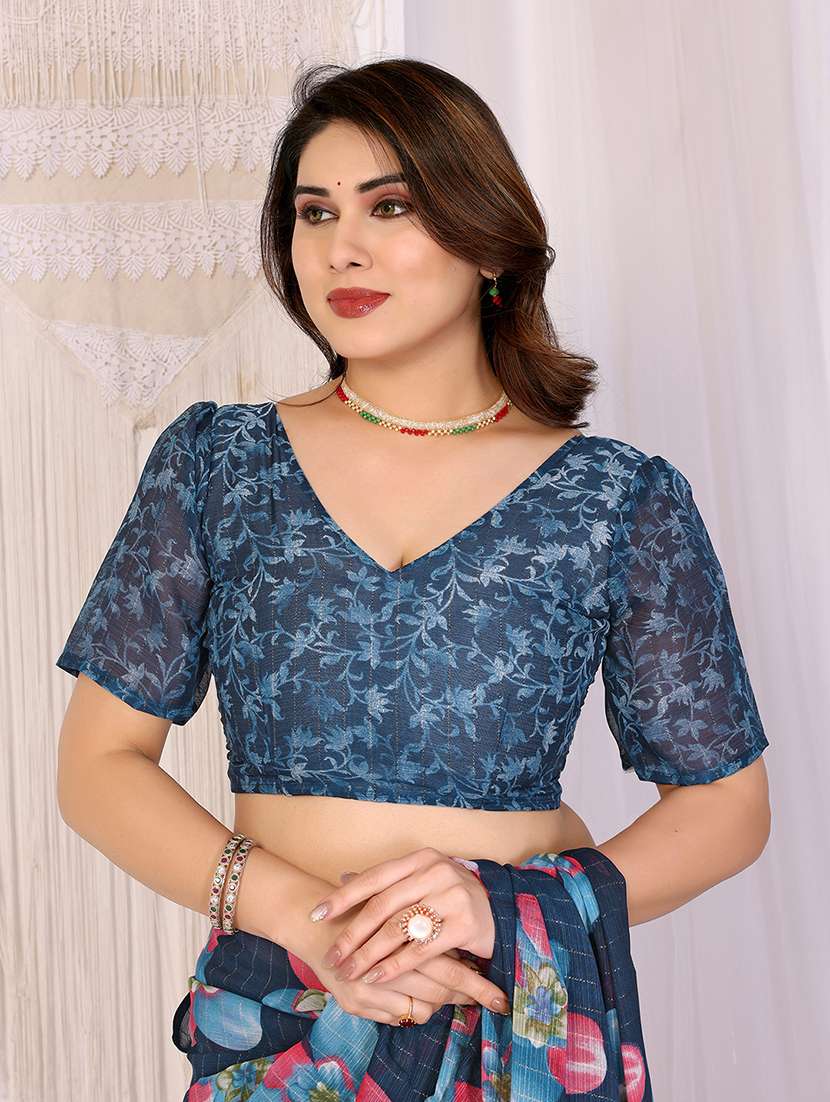 women printed casual wear saree with blouse - 22068132 - Standard Image - 4