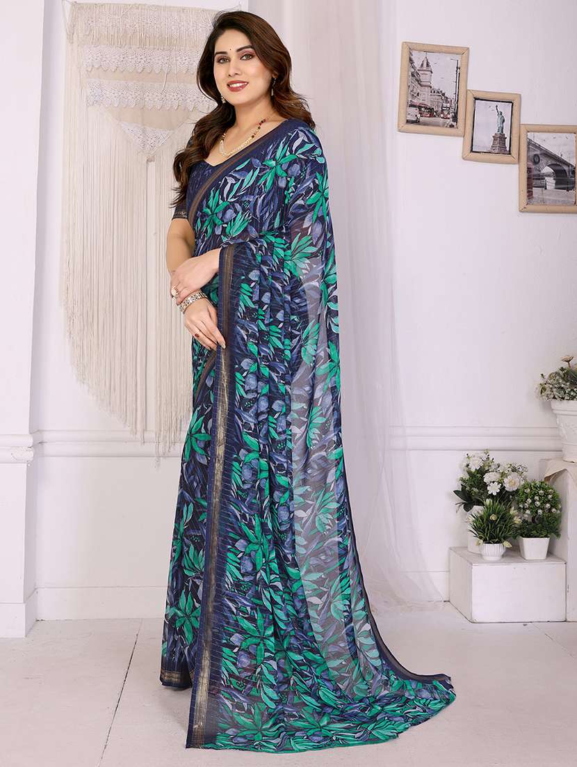 women printed casual wear saree with blouse - 22068140 -  Standard Image - 1