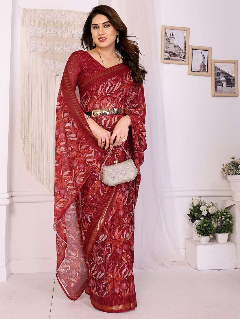 women printed casual wear saree with blouse - 22068141 -  Standard Image - 1
