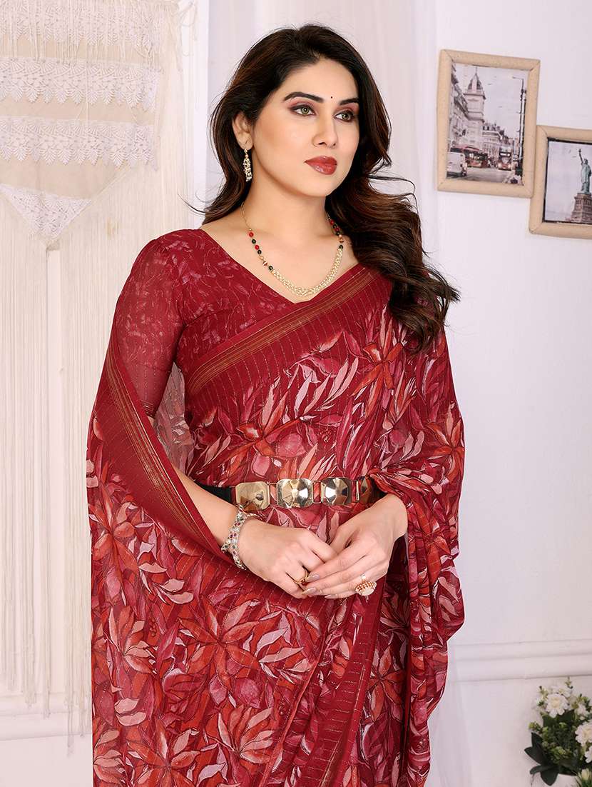 women printed casual wear saree with blouse - 22068141 -  Standard Image - 4