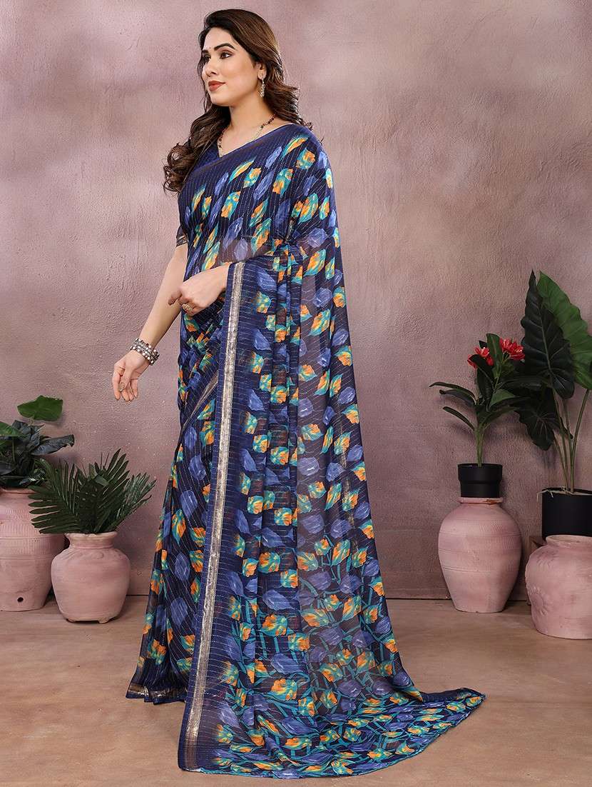 women printed casual wear saree with blouse - 22068144 -  Standard Image - 1