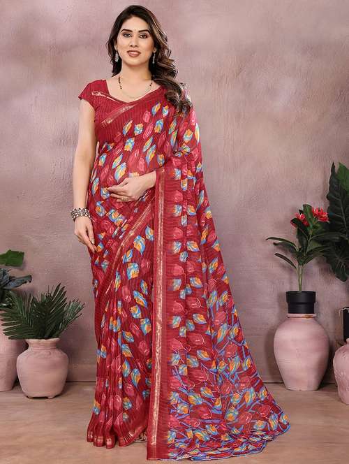 women printed casual wear saree with blouse - 22068145 -  Standard Image - 0