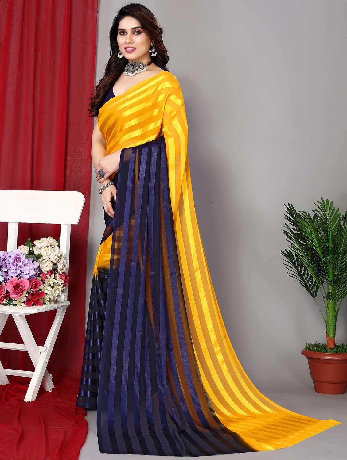 women ombre printed saree with blouse - 22068156 -  Standard Image - 4
