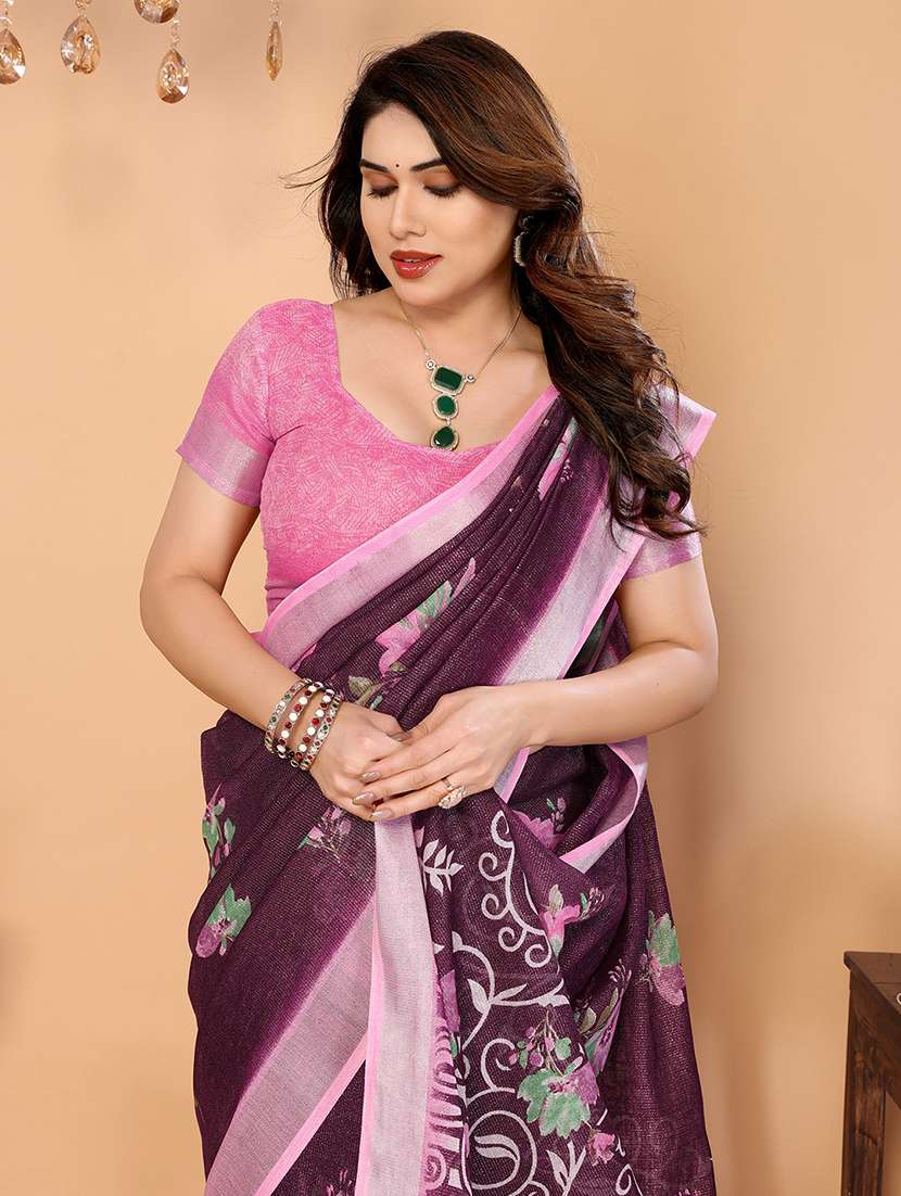 women printed casual wear saree with blouse - 22068165 -  Standard Image - 1
