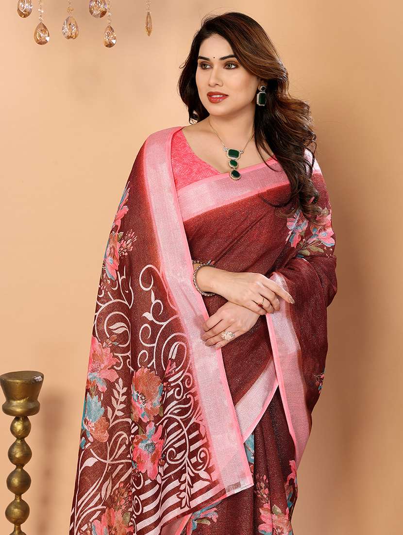 women printed casual wear saree with blouse - 22068167 -  Standard Image - 1