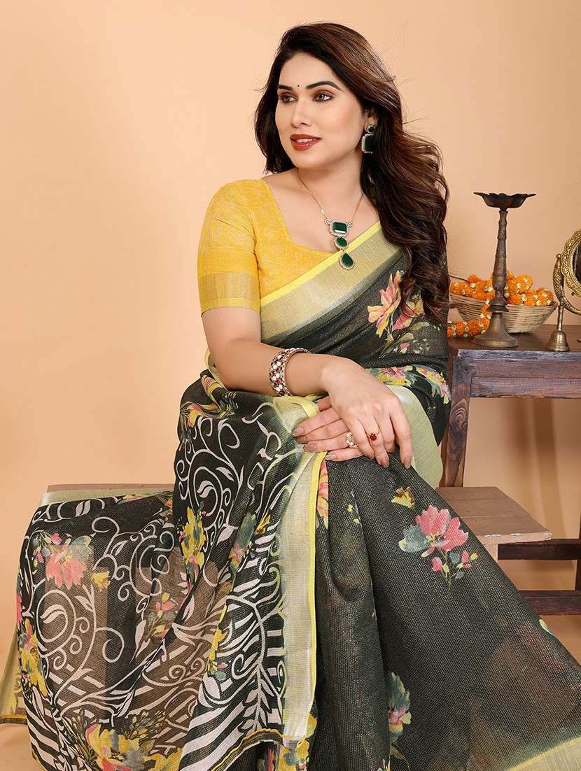 women printed casual wear saree with blouse - 22068168 -  Standard Image - 1