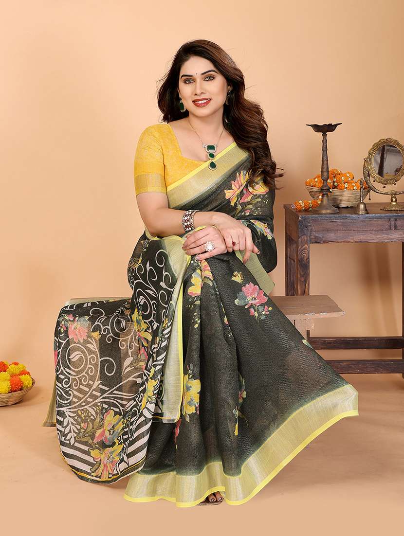women printed casual wear saree with blouse - 22068168 -  Standard Image - 4