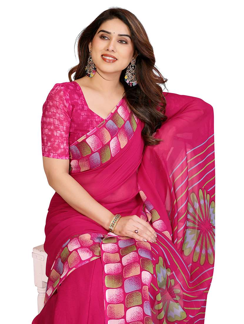 women printed casual wear saree with blouse - 22068190 -  Standard Image - 1