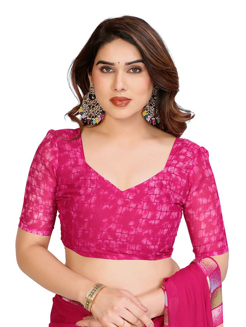 women printed casual wear saree with blouse - 22068190 -  Standard Image - 4