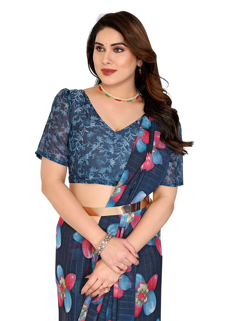 women printed casual wear saree with blouse - 22068232 -  Standard Image - 1