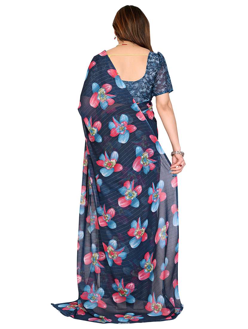 women printed casual wear saree with blouse - 22068232 -  Standard Image - 4