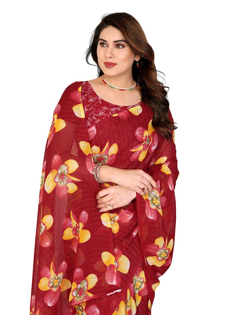 women printed casual wear saree with blouse - 22068233 -  Standard Image - 1