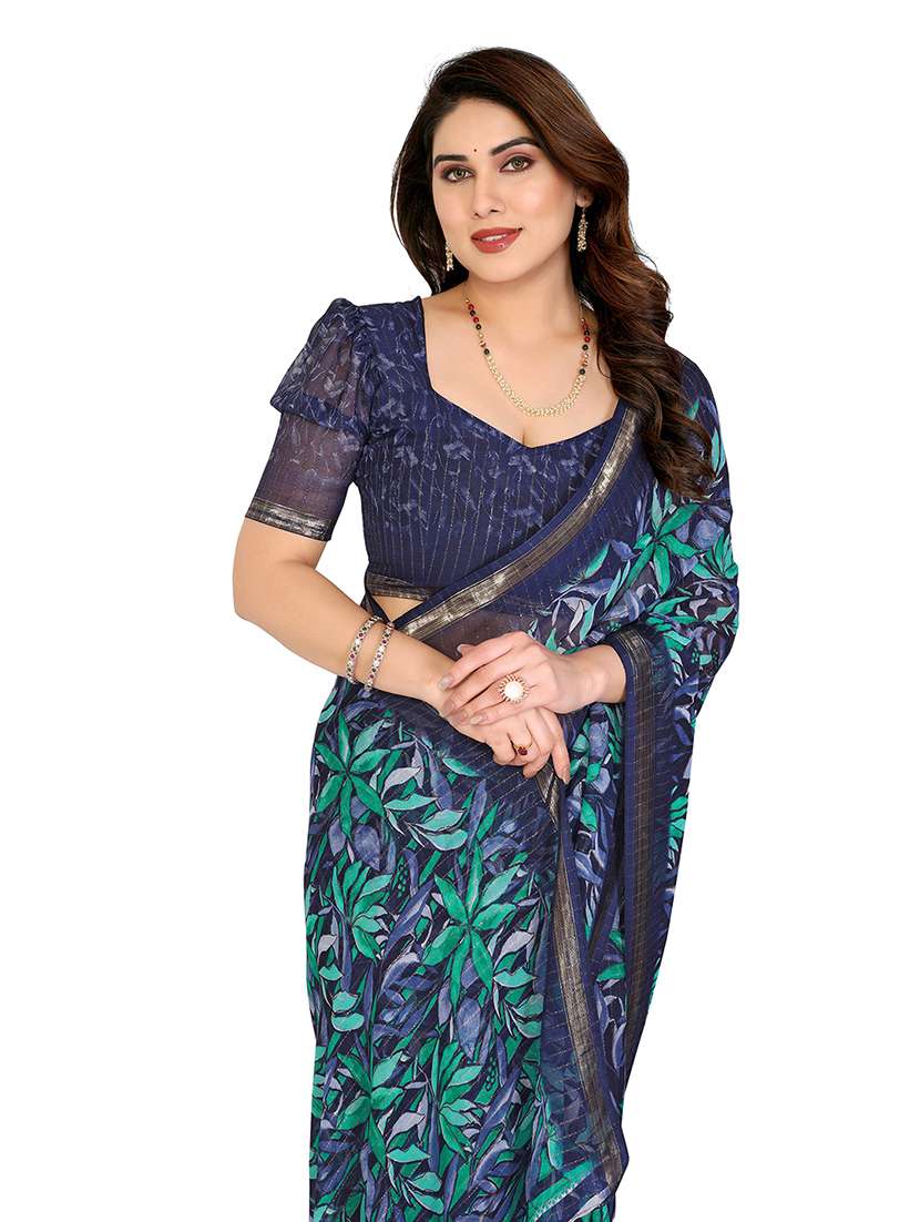 women printed casual wear saree with blouse - 22068240 -  Standard Image - 1