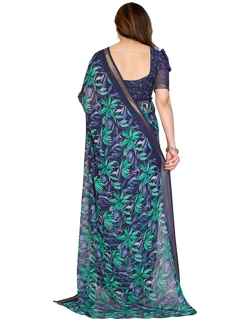 women printed casual wear saree with blouse - 22068240 -  Standard Image - 4