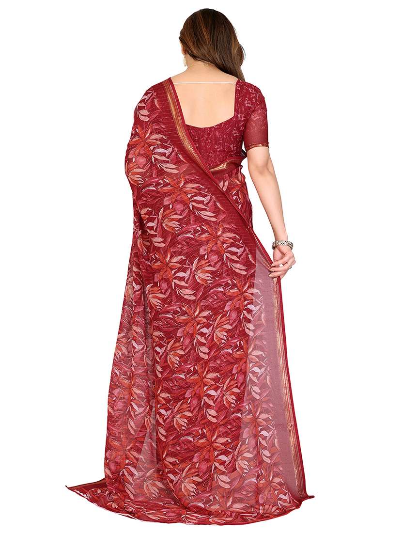 women printed casual wear saree with blouse - 22068241 -  Standard Image - 4