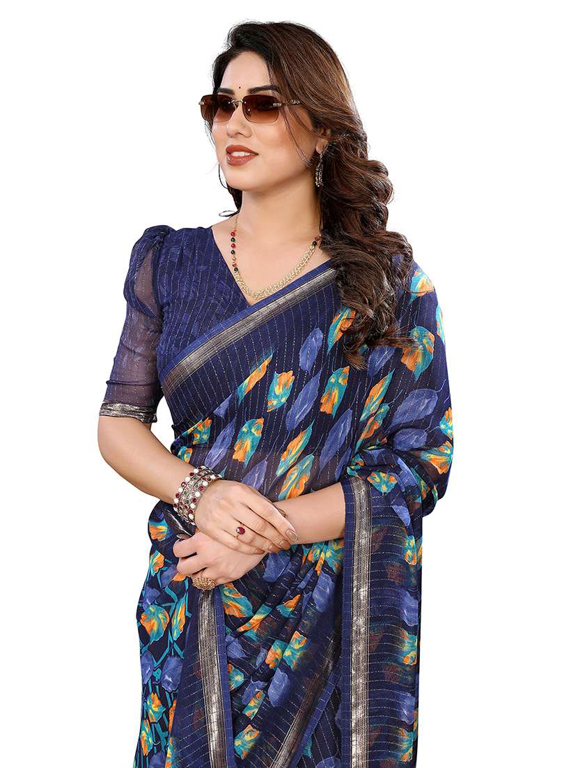 women printed casual wear saree with blouse - 22068244 -  Standard Image - 4
