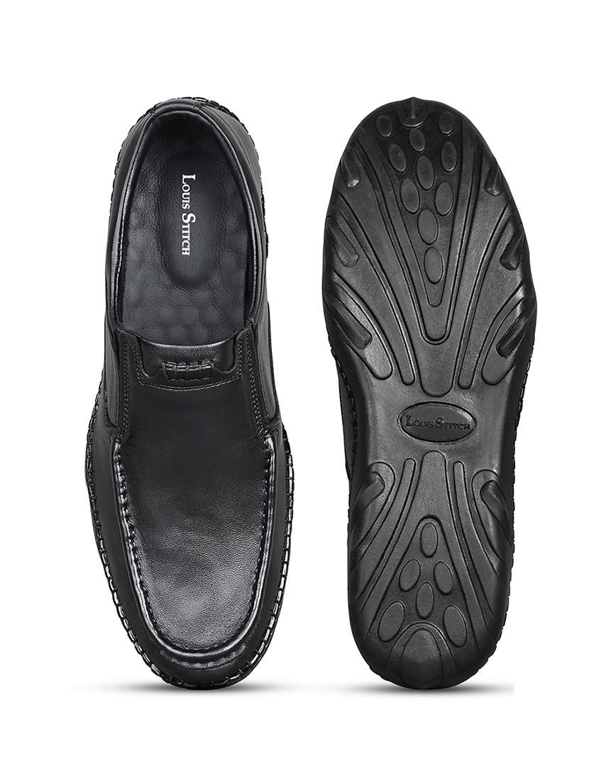 black leather slip on ons - 22068252 -  Standard Image - 4