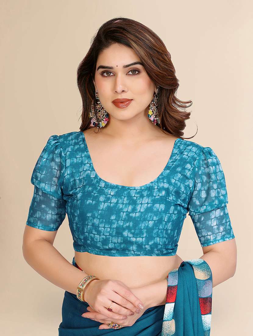 women printed casual wear saree with blouse - 22068254 -  Standard Image - 4