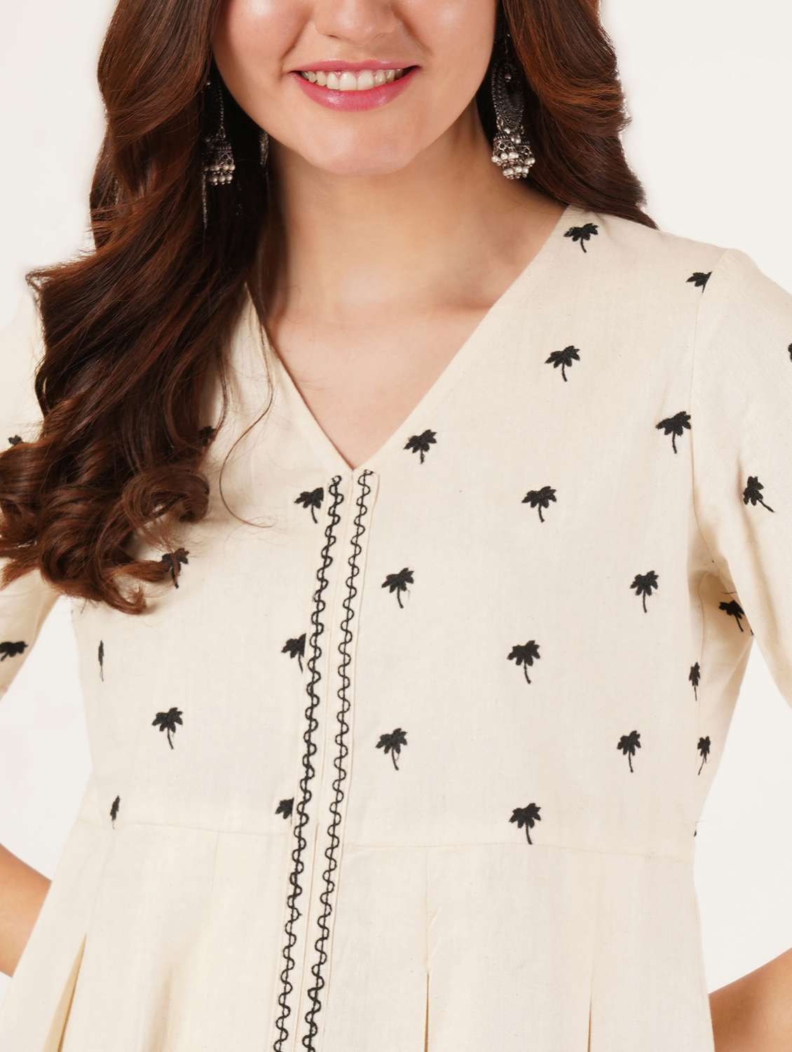 women embroidered short sleeve a-line ethnic top - 22068300 - Standard Image - 4