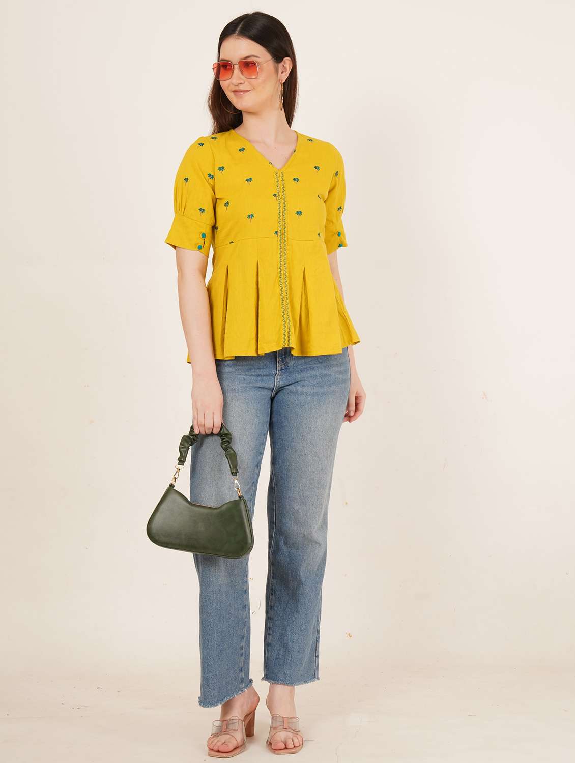 women embroidered short sleeve a-line ethnic top - 22068302 -  Standard Image - 4