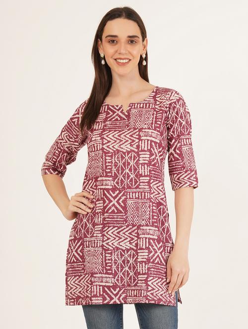 women printed three quarter sleeve straight kurti - 22068314 - Standard Image - 0