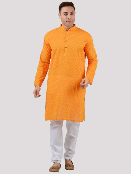 men self design mandarin neck long kurta - 22068357 -  Standard Image - 0