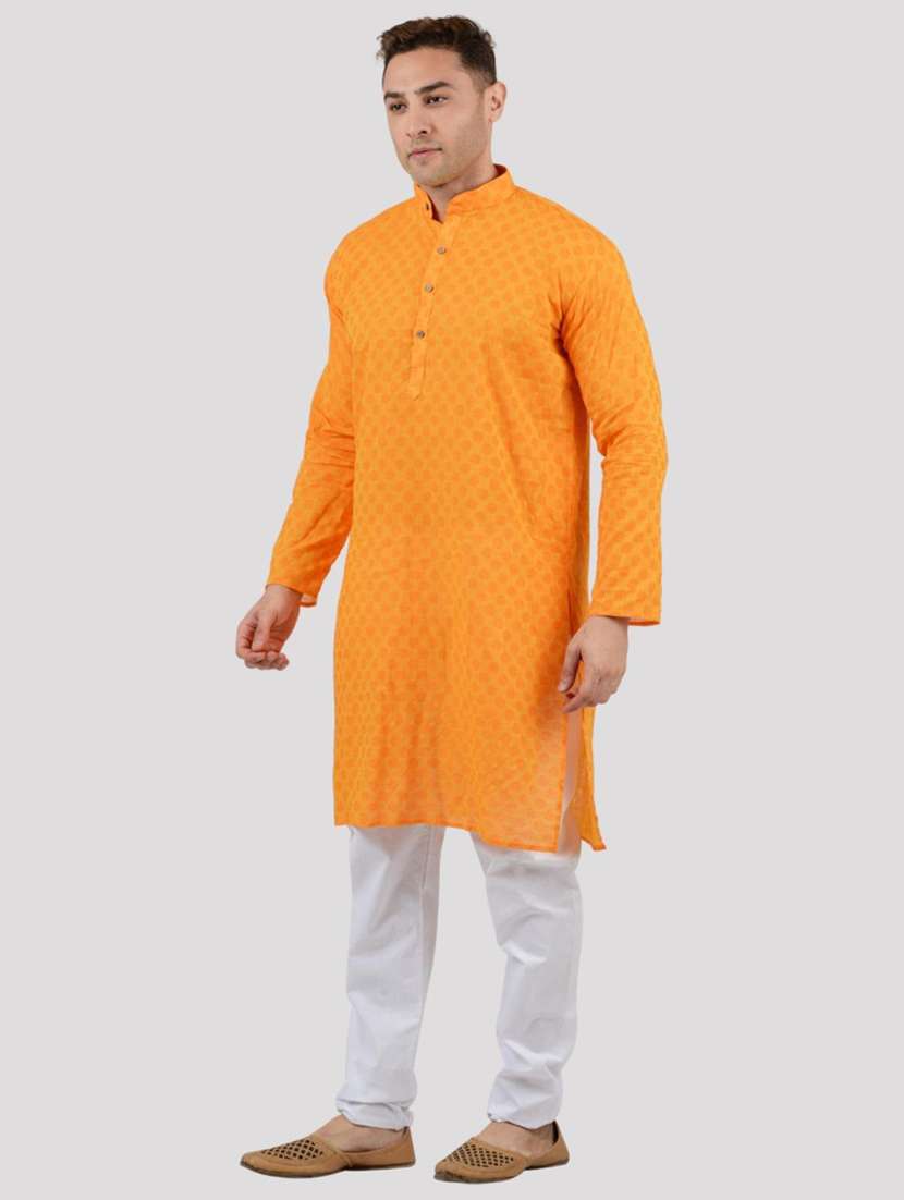 men self design mandarin neck long kurta - 22068357 -  Standard Image - 1