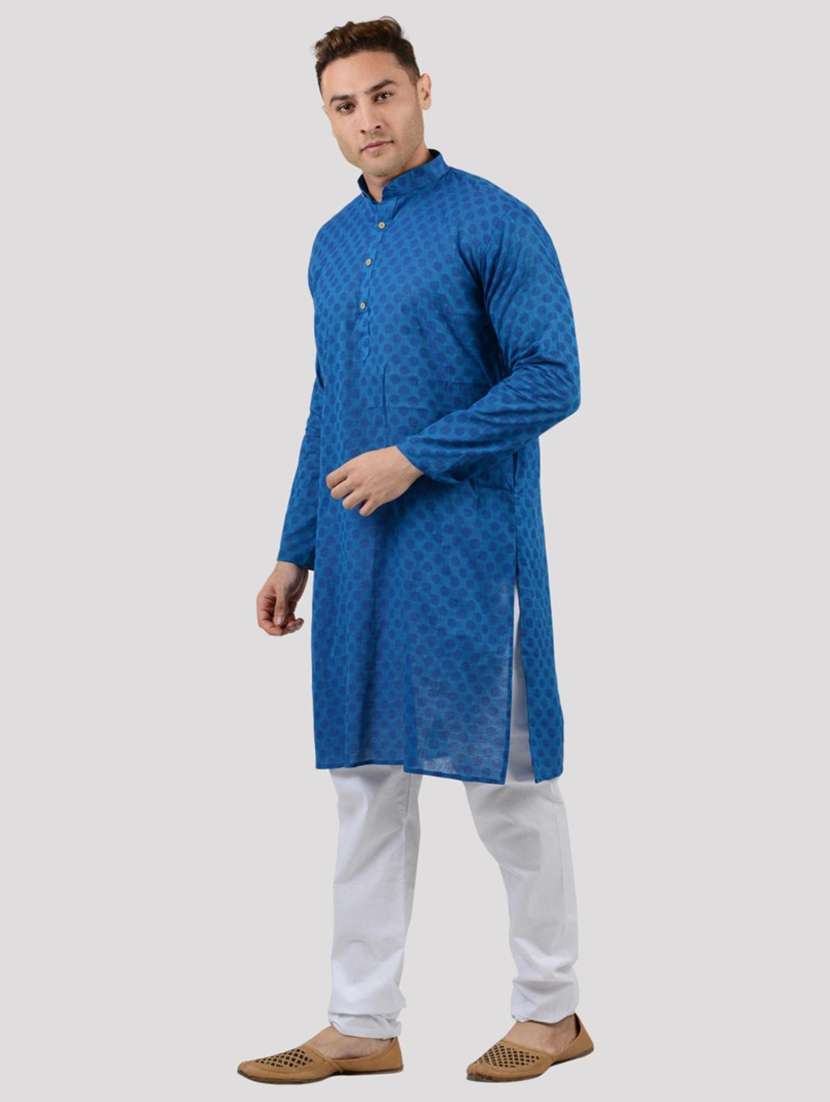 men self design mandarin neck long kurta - 22068360 -  Standard Image - 1