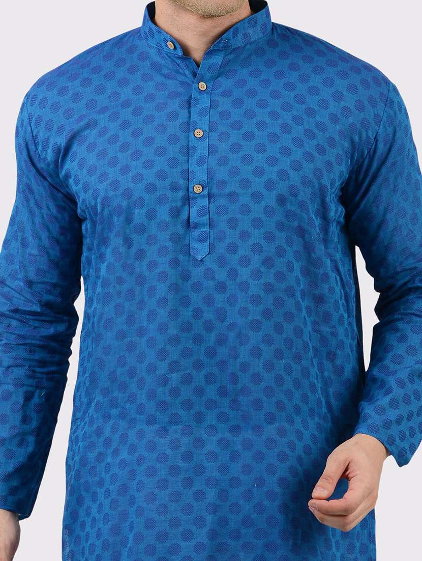 men self design mandarin neck long kurta - 22068360 -  Standard Image - 4