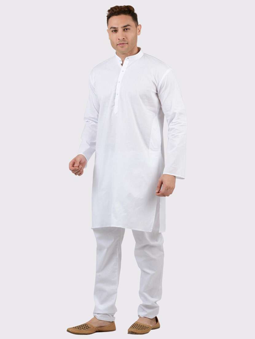 men solid mandarin neck long kurta - 22068361 -  Standard Image - 1