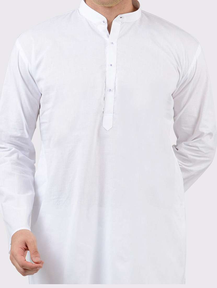 men solid mandarin neck long kurta - 22068361 -  Standard Image - 4