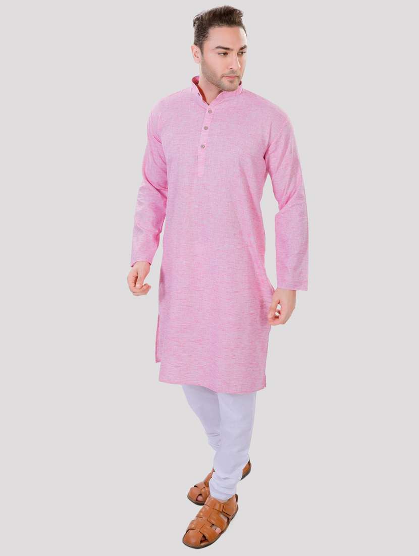 men solid mandarin neck long kurta - 22068362 -  Standard Image - 1