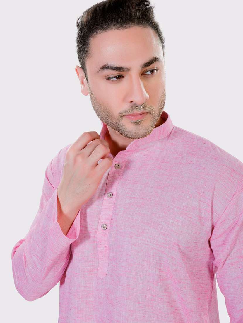 men solid mandarin neck long kurta - 22068362 -  Standard Image - 4