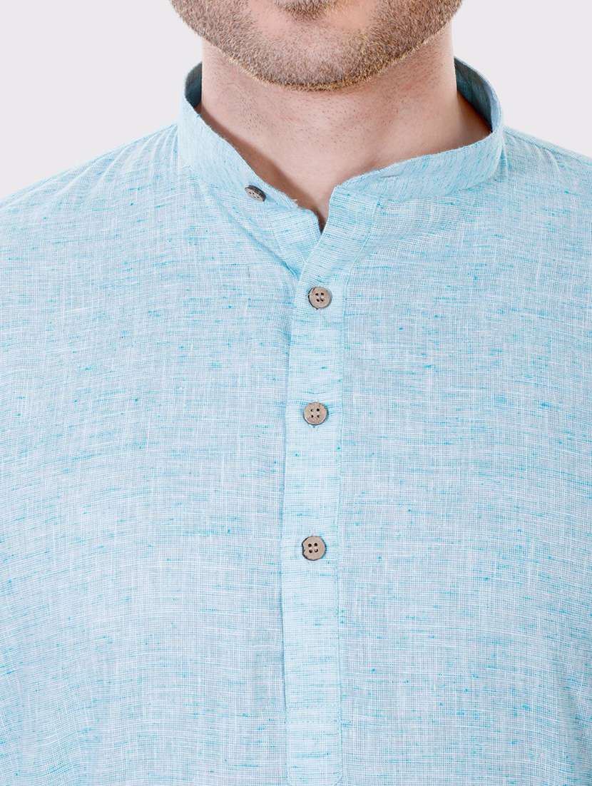 men solid mandarin neck long kurta - 22068364 -  Standard Image - 4